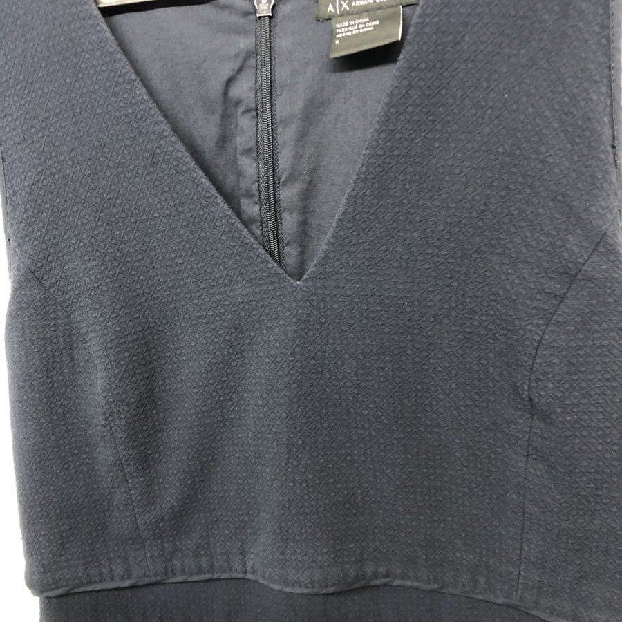 レイヤード風 フレア ワンピース(Lサイズ/ネイビー/ARMANI EXCHANGE(アルマーニエクスチェンジ)),春,夏,秋,USED