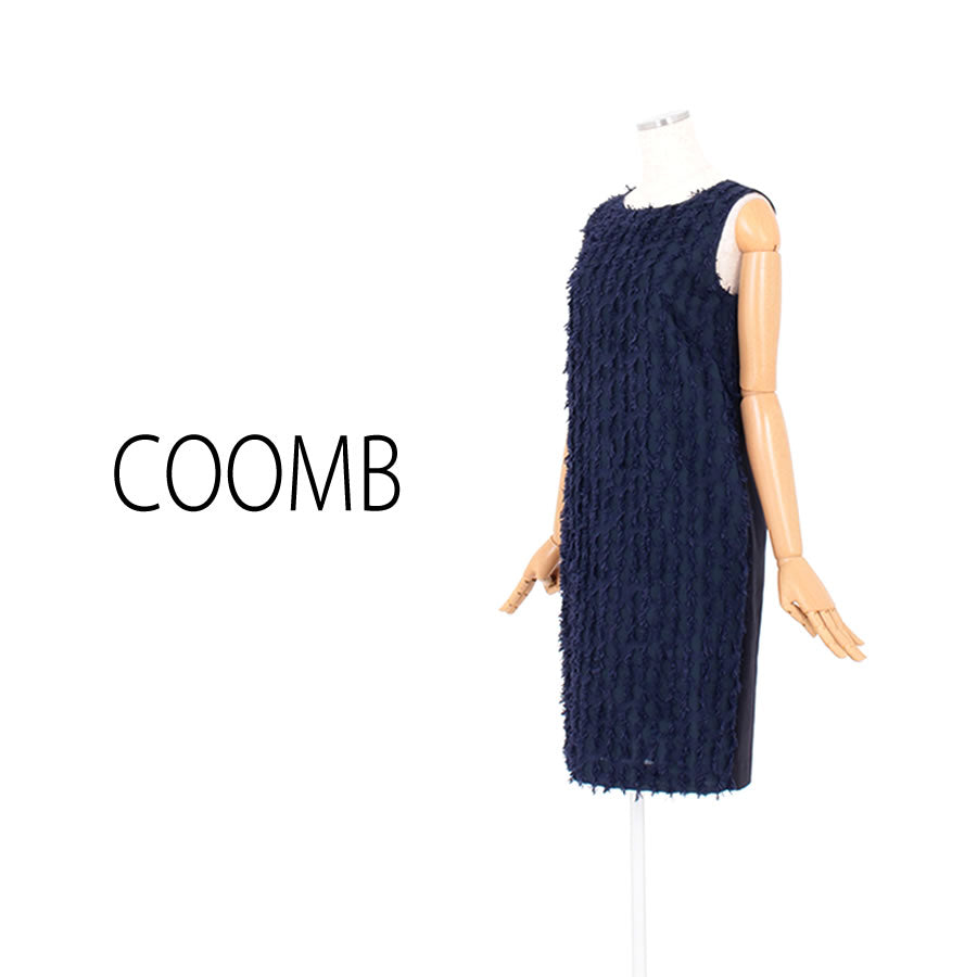 リボン ジャガード ワンピース(Mサイズ/ネイビー/COOMB(クーム))USED