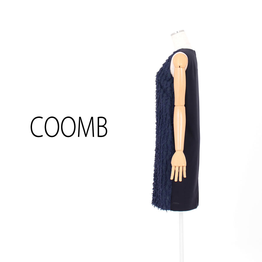 リボン ジャガード ワンピース(Mサイズ/ネイビー/COOMB(クーム))USED