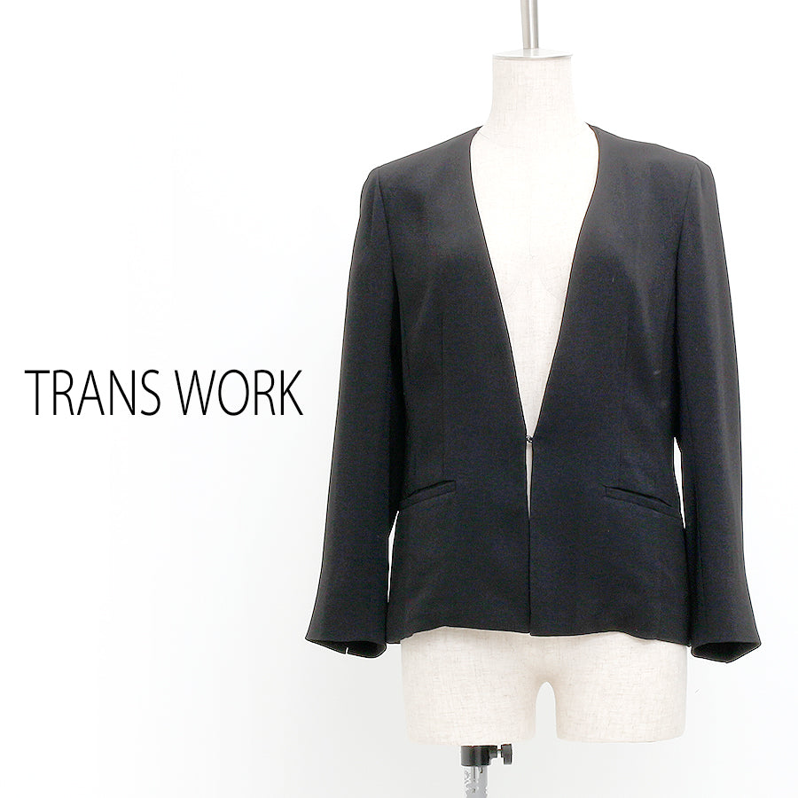バックサテンジョーゼットジャケット(Mサイズ/ブラック/TRANS WORK(トランスワーク))USED