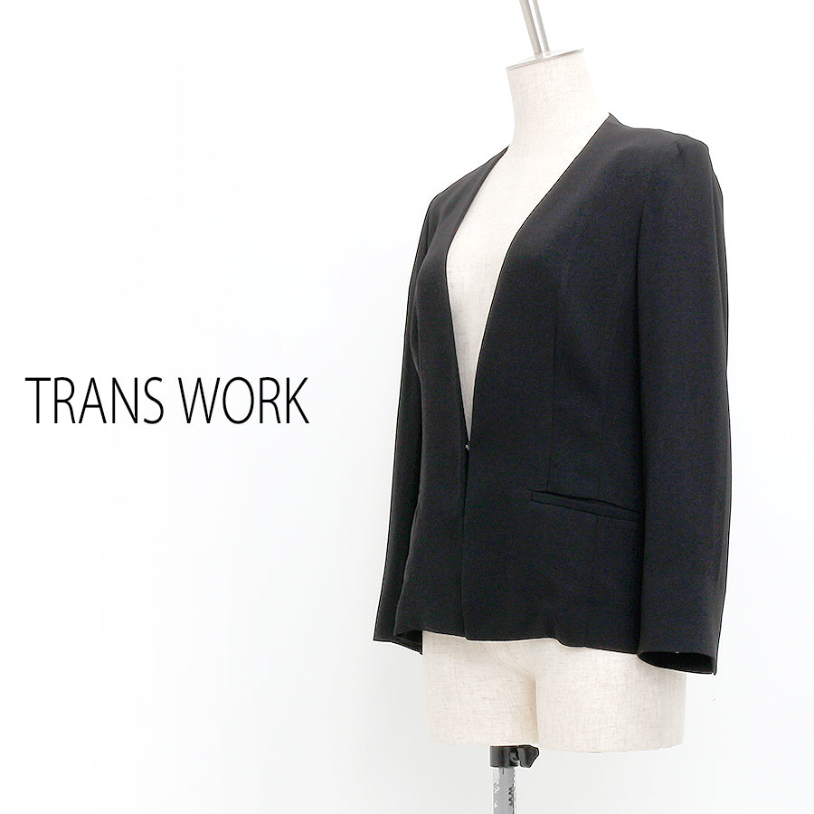バックサテンジョーゼットジャケット(Mサイズ/ブラック/TRANS WORK(トランスワーク))USED