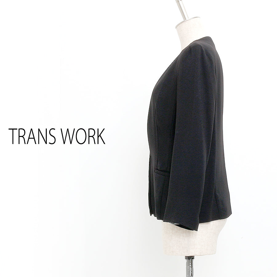 バックサテンジョーゼットジャケット(Mサイズ/ブラック/TRANS WORK(トランスワーク))USED