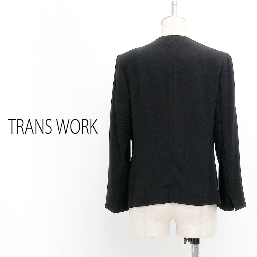 バックサテンジョーゼットジャケット(Mサイズ/ブラック/TRANS WORK(トランスワーク))USED