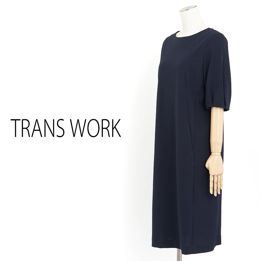 強撚ガスポンチクールワンピース(Mサイズ/ネイビー/TRANS WORK(トランスワーク))USED