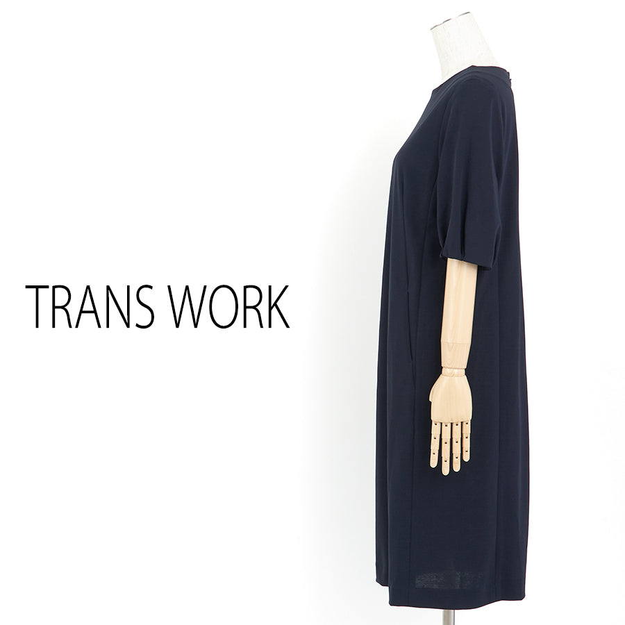 強撚ガスポンチクールワンピース(Mサイズ/ネイビー/TRANS WORK(トランスワーク))USED