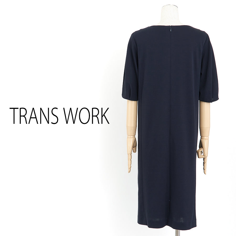 強撚ガスポンチクールワンピース(Mサイズ/ネイビー/TRANS WORK(トランスワーク))USED