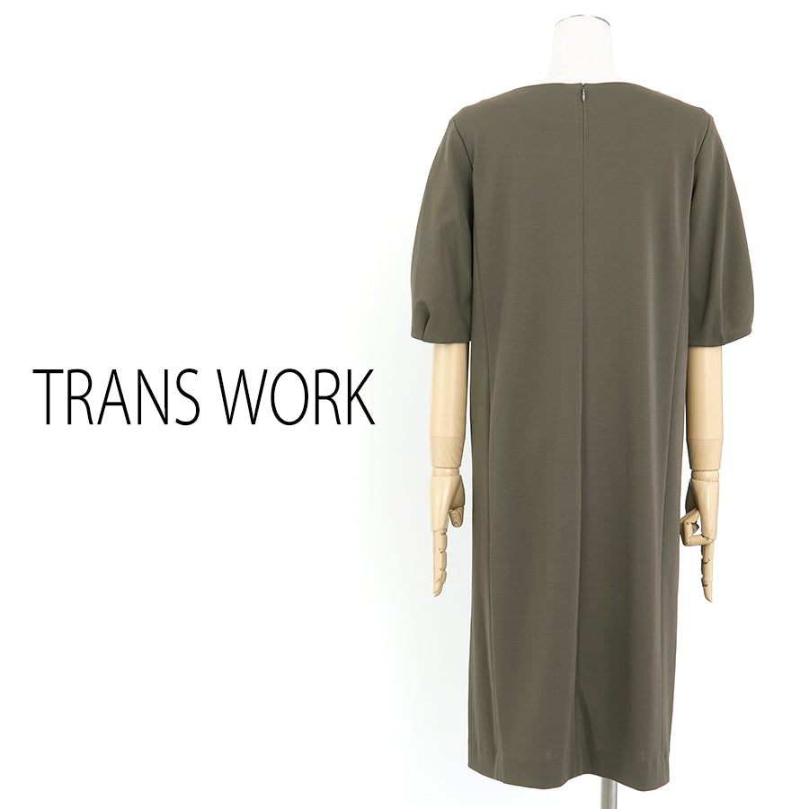 強撚ガスポンチクールワンピース(Lサイズ/カーキ/TRANS WORK(トランスワーク))USED