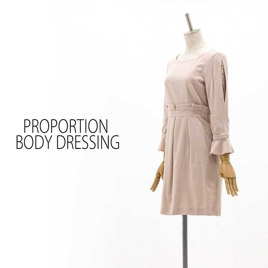 シアー スリーブ コクーン ワンピース(Mサイズ/ベージュ/PROPORTION BODY DRESSING(プロポーションボディドレッシング))USED