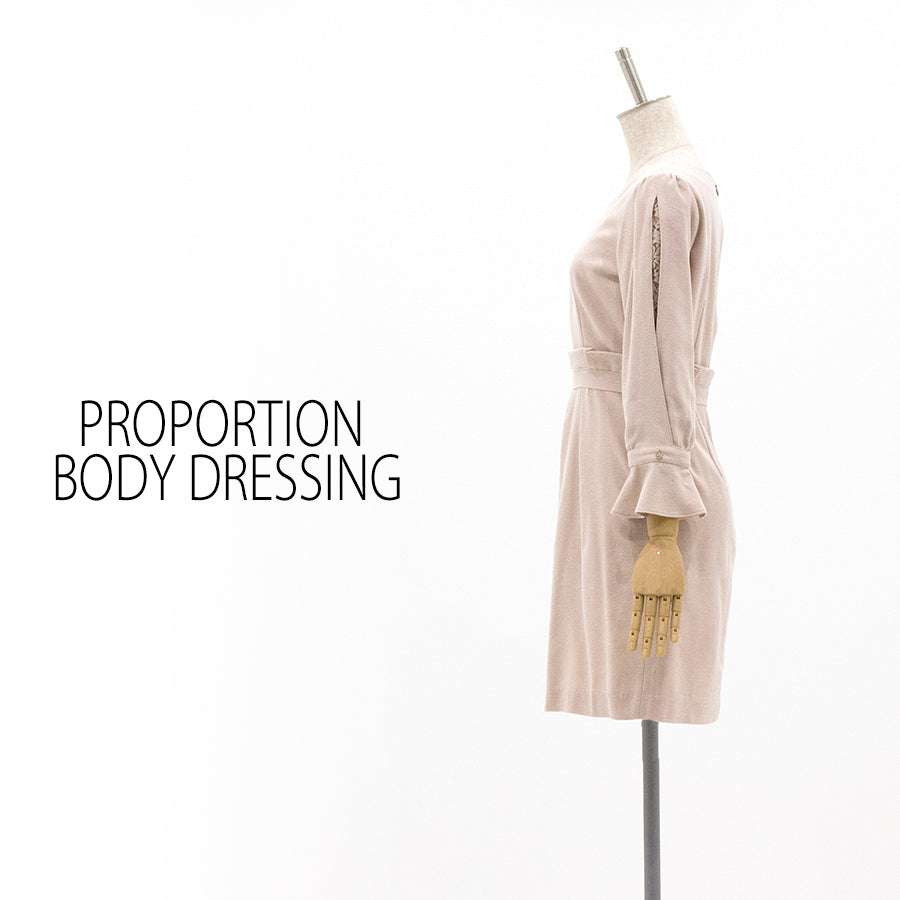 シアー スリーブ コクーン ワンピース(Mサイズ/ベージュ/PROPORTION BODY DRESSING(プロポーションボディドレッシング))USED