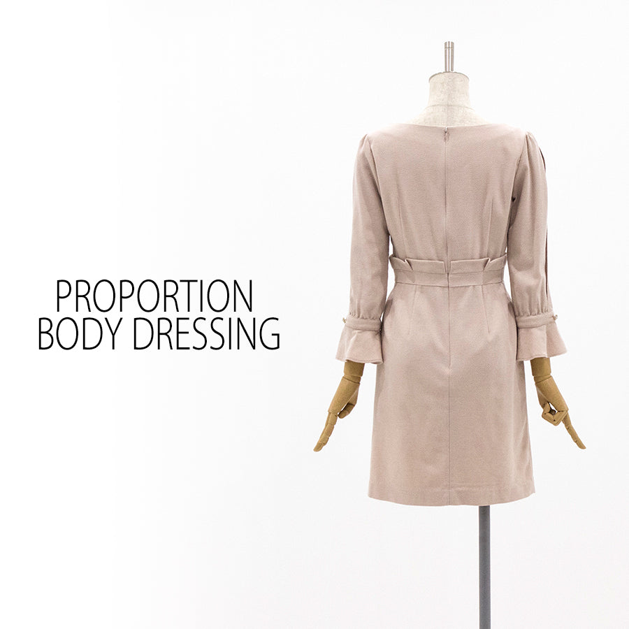 シアー スリーブ コクーン ワンピース(Mサイズ/ベージュ/PROPORTION BODY DRESSING(プロポーションボディドレッシング))USED