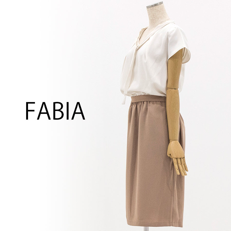 撥水加工ボウタイブラウジングワンピース(Sサイズ/ベージュ/FABIA(ファビア))USED
