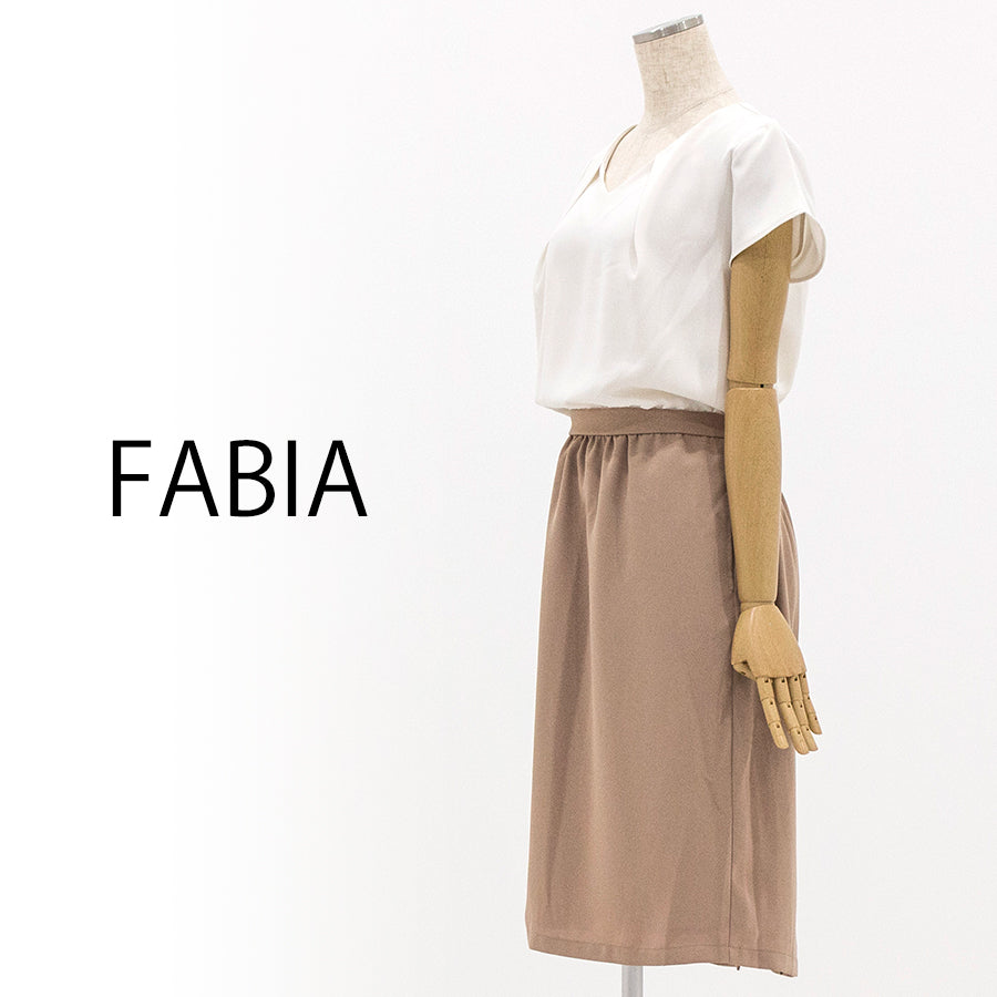 撥水加工ボウタイブラウジングワンピース(Sサイズ/ベージュ/FABIA(ファビア))USED