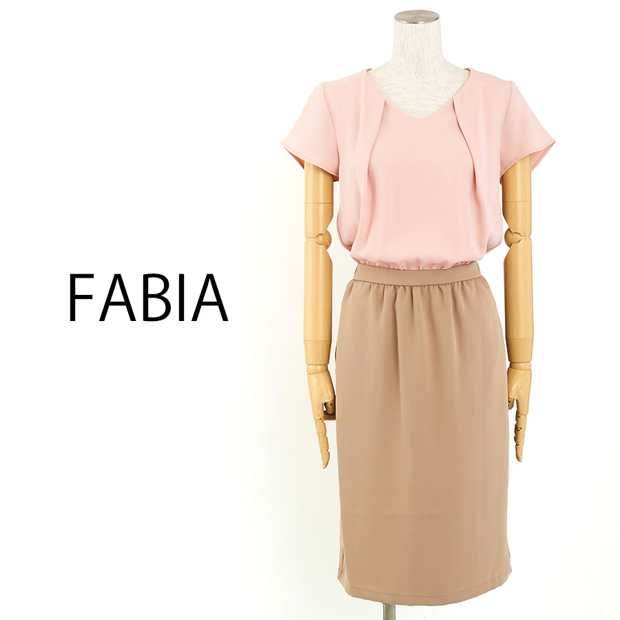 撥水加工ボウタイブラウジングワンピース(Sサイズ/ピンク/FABIA(ファビア))USED