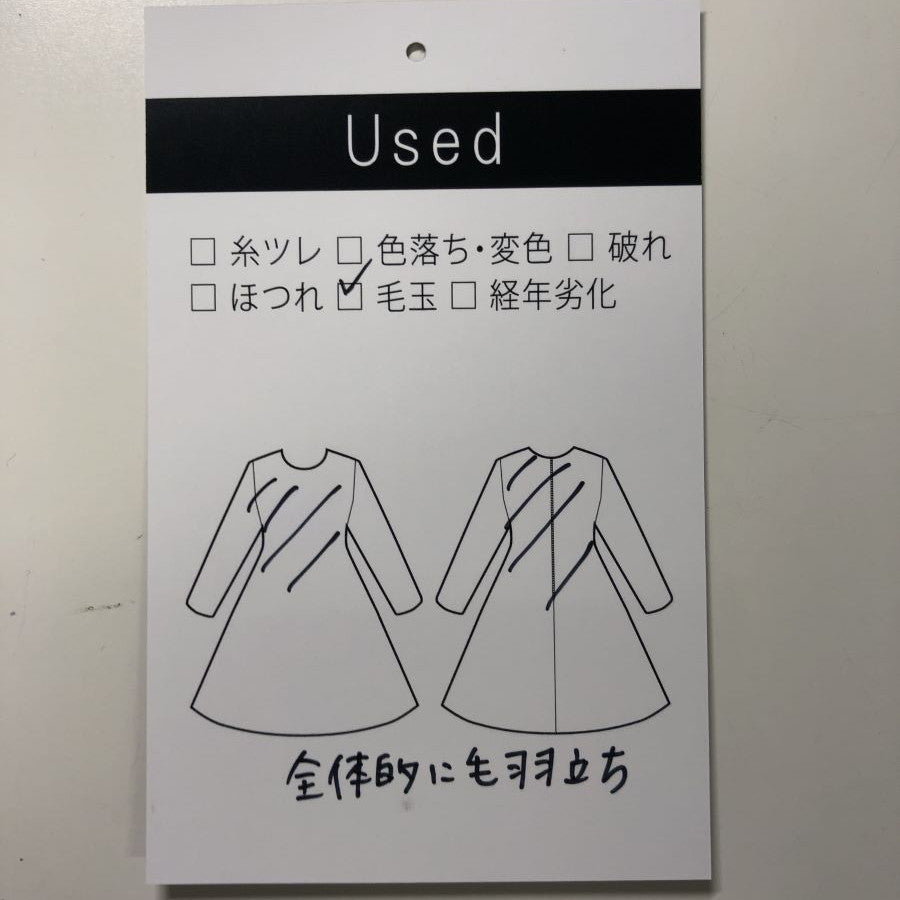 圧縮ウールノーカラージャケット(Lサイズ/ネイビー/FABIA(ファビア))USED
