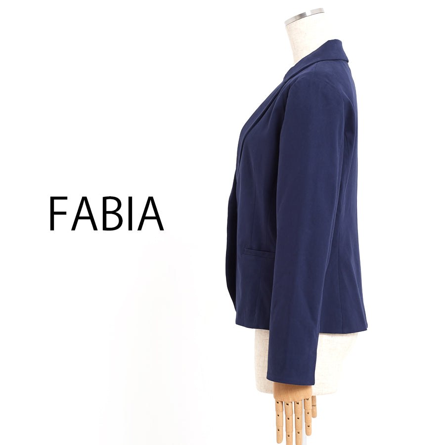 テーラードカラージャケット(Lサイズ/ネイビー/FABIA(ファビア))USED