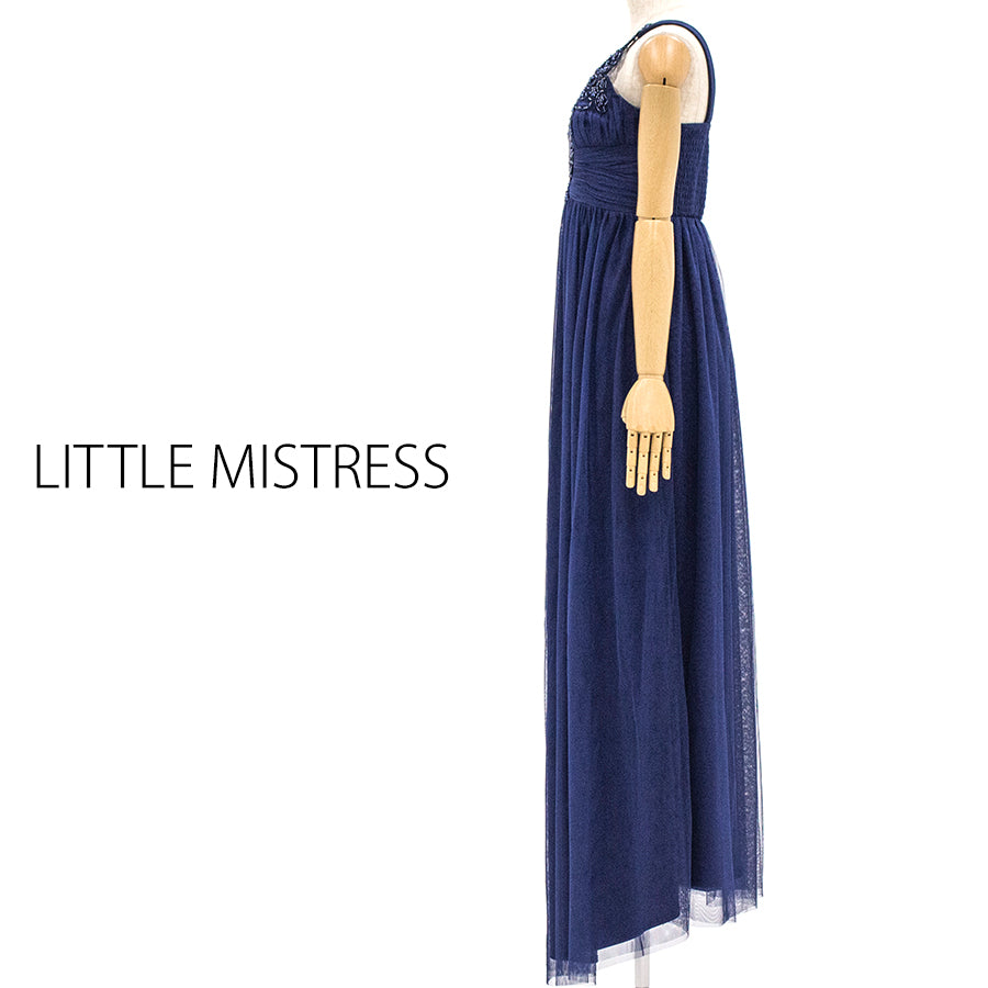マタニティ アップリケハイネックロングドレス(Mサイズ/ネイビー/LITTLE MISTRESS(リトル・ミストレス))USED
