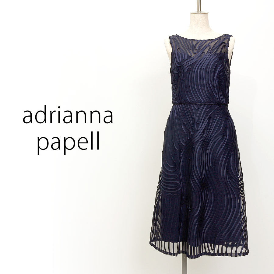 Ribbon Embroidered Cocktail(Sサイズ/ネイビー/adrianna papell(アドリアナ パペル))USED