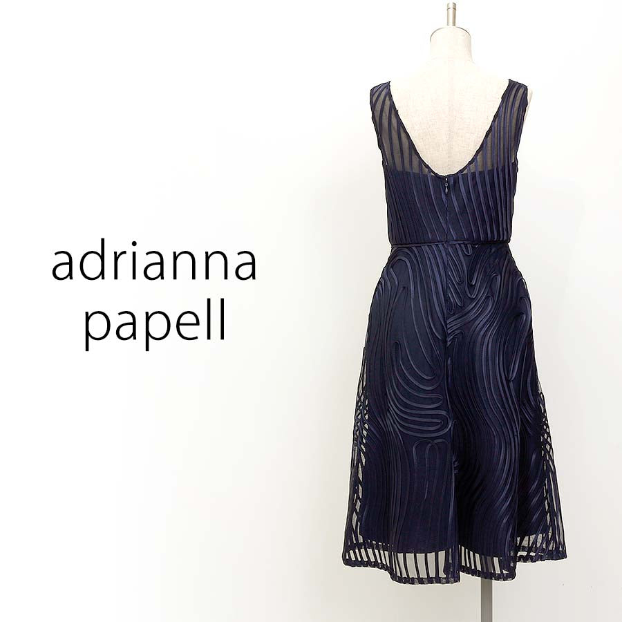 Ribbon Embroidered Cocktail(Sサイズ/ネイビー/adrianna papell(アドリアナ パペル))USED