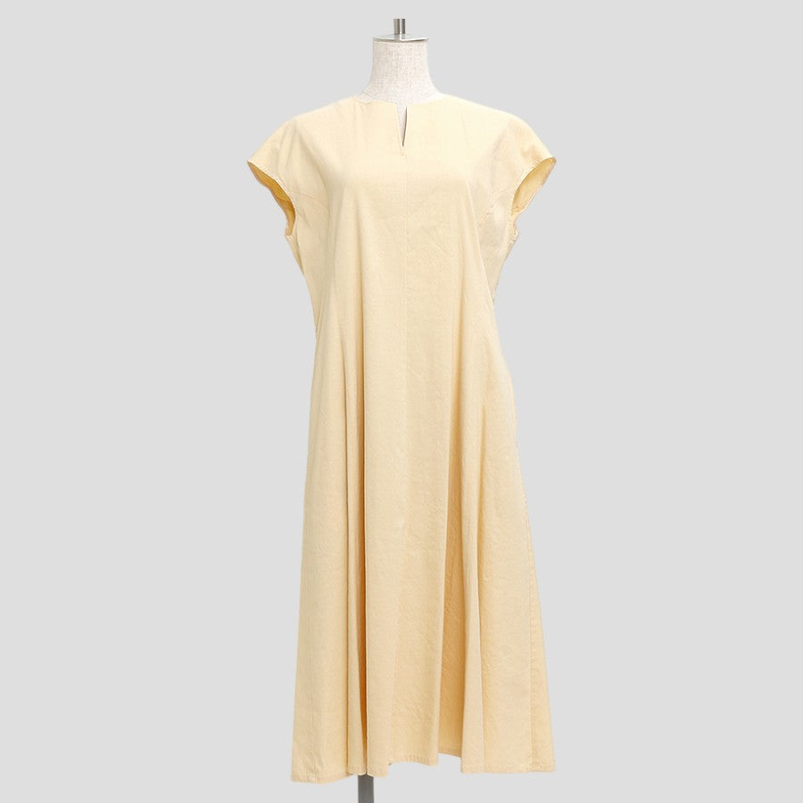 リネンキーネックワンピース(Mサイズ／イエロー／23区(ニジュウサンク))USED