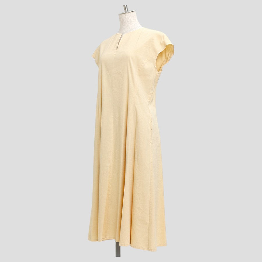 リネンキーネックワンピース(Mサイズ／イエロー／23区(ニジュウサンク))USED