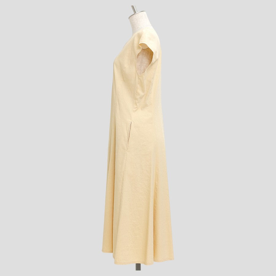 リネンキーネックワンピース(Mサイズ／イエロー／23区(ニジュウサンク))USED