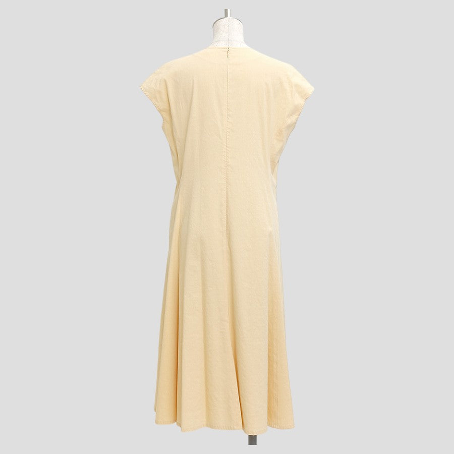 リネンキーネックワンピース(Mサイズ／イエロー／23区(ニジュウサンク))USED