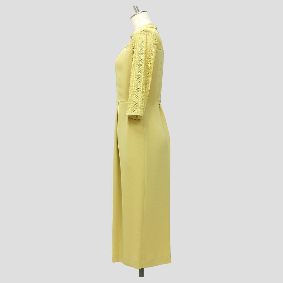 フラワーストライプ ワンピース(Lサイズ／イエロー／23区(ニジュウサンク)),春,夏,秋,冬,USED