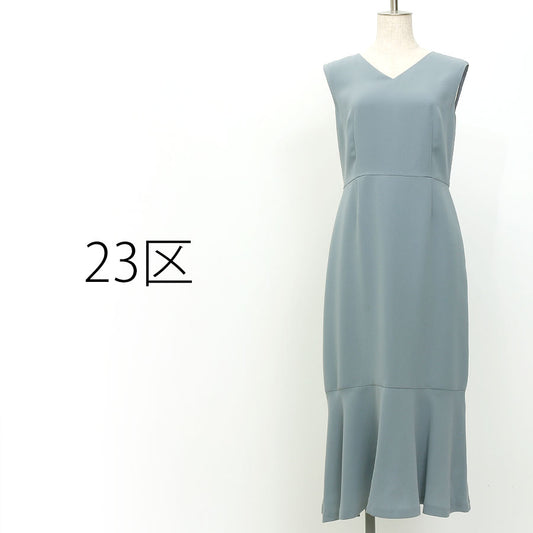 ライトダブルクロス ワンピース(Mサイズ／ブルー・水色／23区(ニジュウサンク))USED