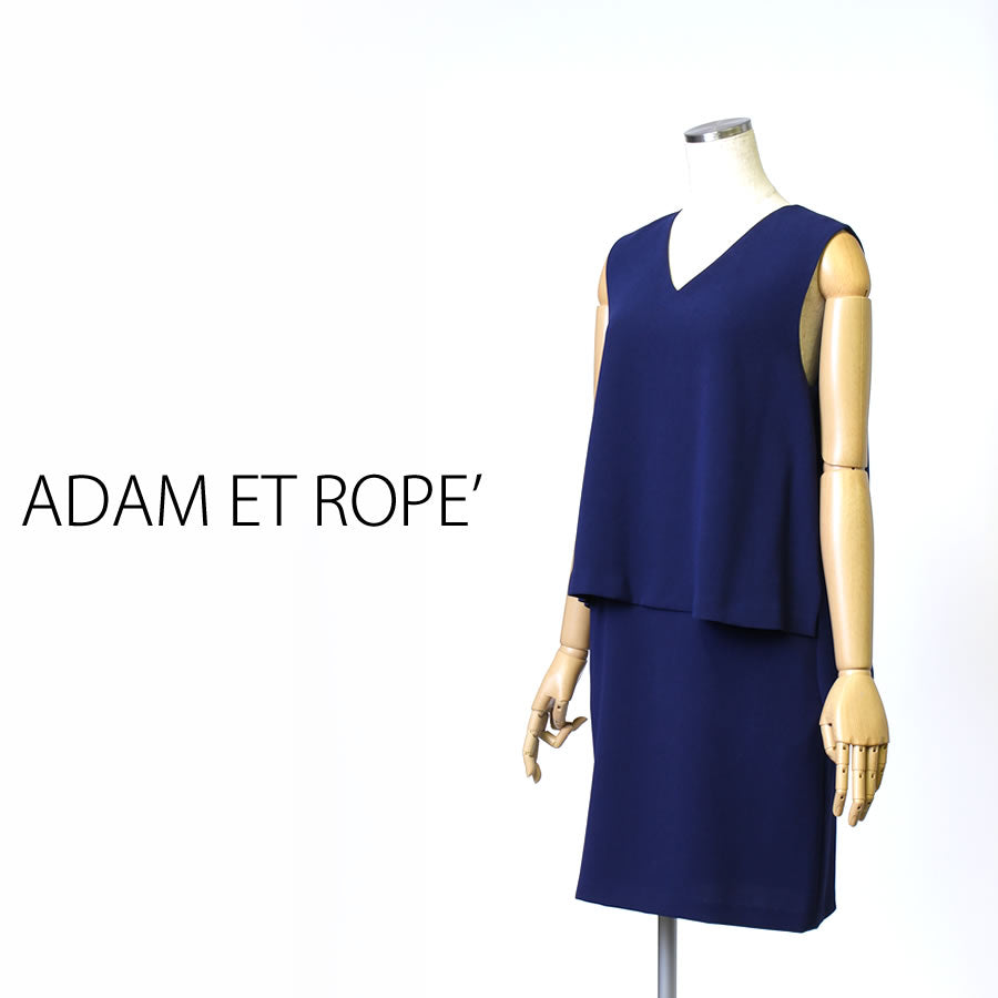 レイヤード ワンピース ドレス(Mサイズ／ネイビー／ADAM ET ROPE'(アダム エ ロペ))USED