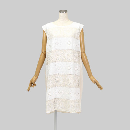 後ろプリーツOP(Mサイズ／ベージュ／Bou Jeloud(ブージュルード))USED