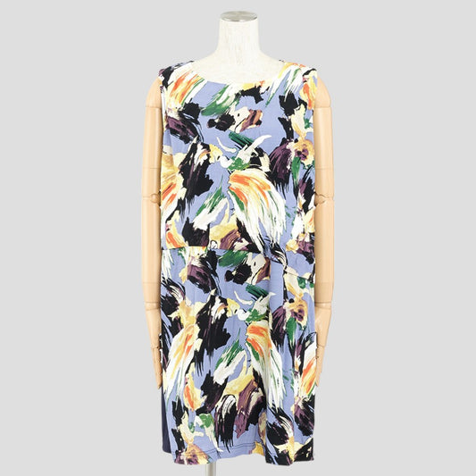 ボタニカル柄風タックワンピース(Mサイズ／ブルー・水色／Bou Jeloud(ブージュルード))USED