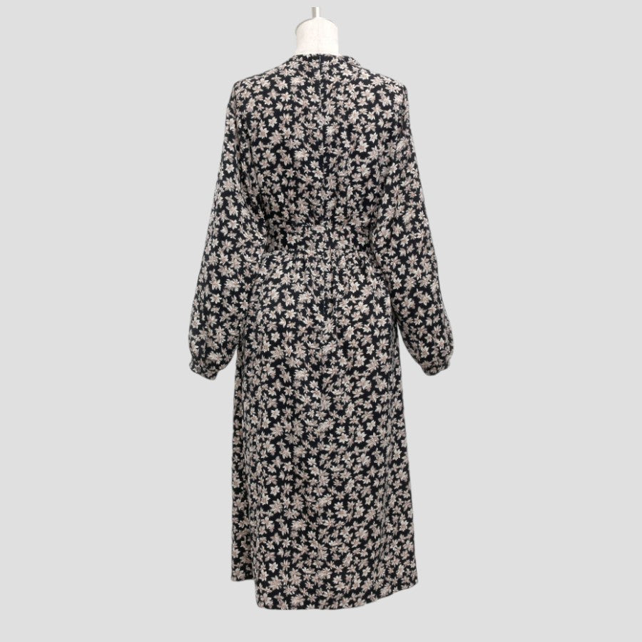 フラワープリントワンピース(Lサイズ／ブラック／J.PRESS(ジェイプレス))USED