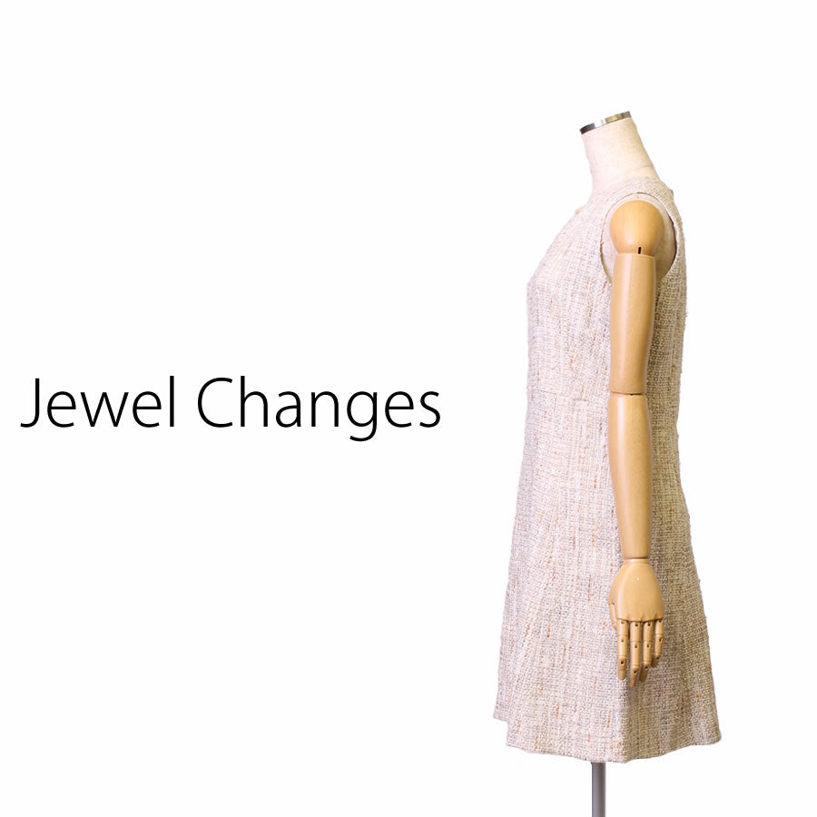 ラメ ツイード ワンピース(Mサイズ／ベージュ／Jewel Changes(ジュエルチェンジズ))