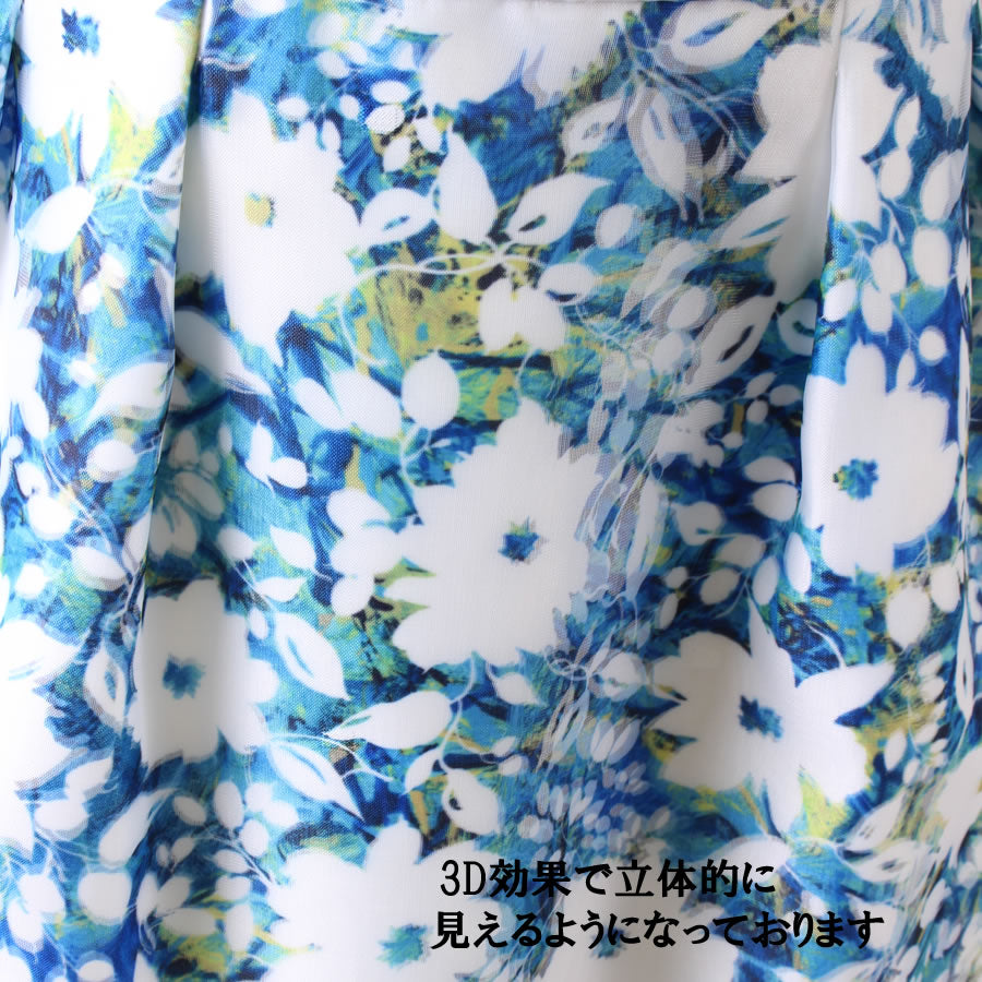 3D 花柄 プリント ワンピース(Mサイズ／ブルー・水色／Dear Princess(ディアプリンセス)),春,夏,秋,冬,USED