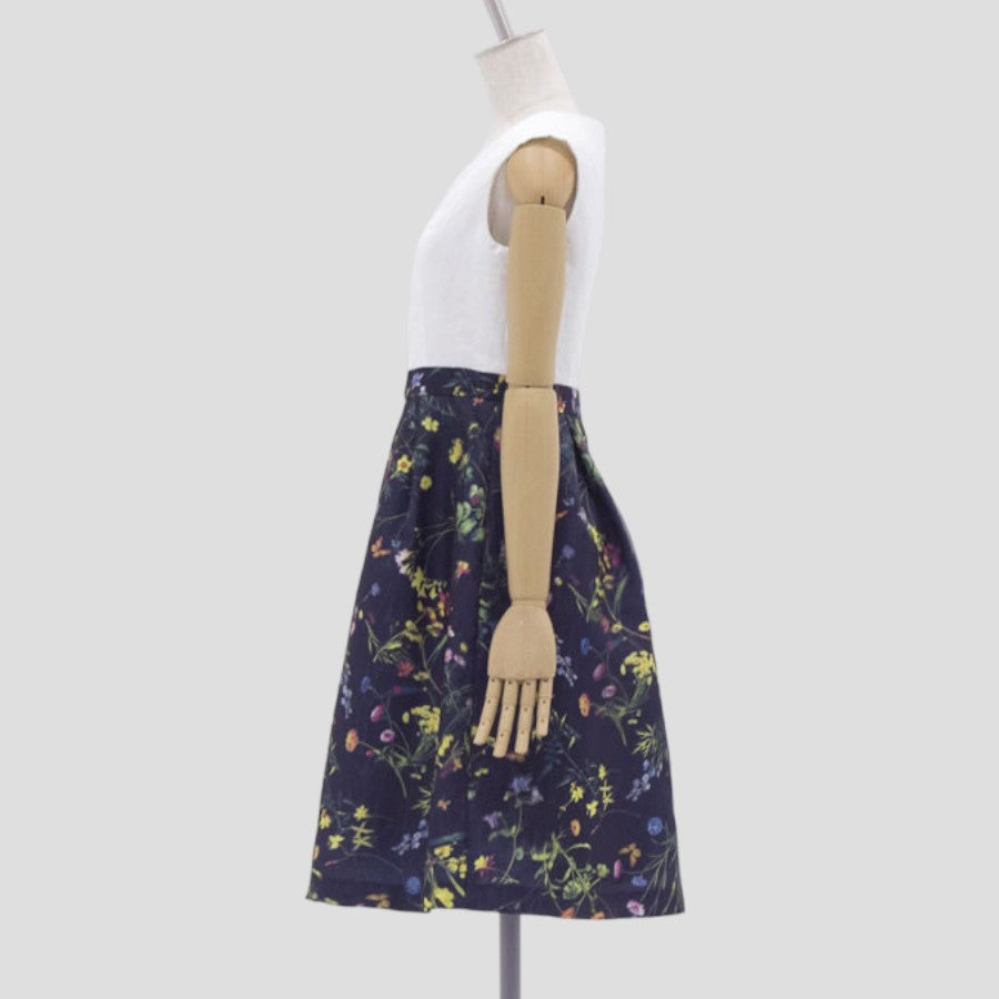 花柄 切替 ３Dプリント ワンピース(Mサイズ／ホワイト／Dear Princess(ディアプリンセス))USED