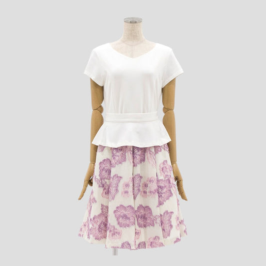 フローラルカットワンピース(Lサイズ／パープル・ワイン・ボルドー／Dear Princess(ディアプリンセス))USED