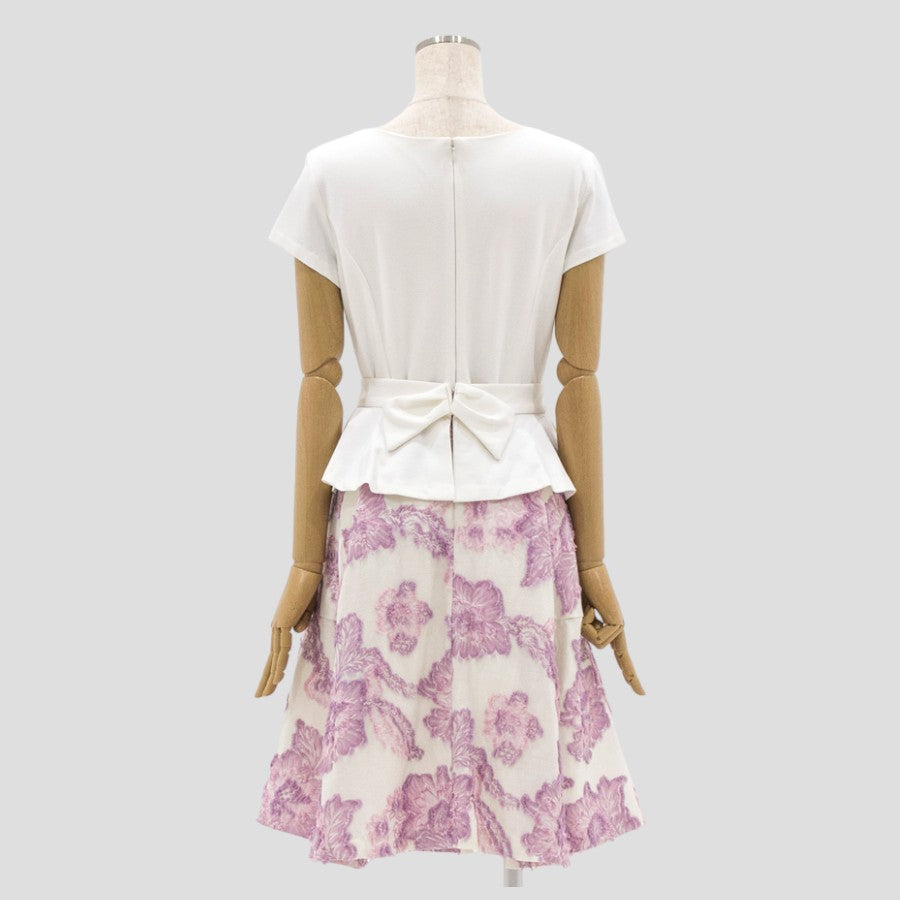 フローラルカットワンピース(Lサイズ／パープル・ワイン・ボルドー／Dear Princess(ディアプリンセス))USED