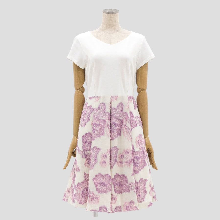 フローラルカットワンピース(Lサイズ／パープル・ワイン・ボルドー／Dear Princess(ディアプリンセス))USED