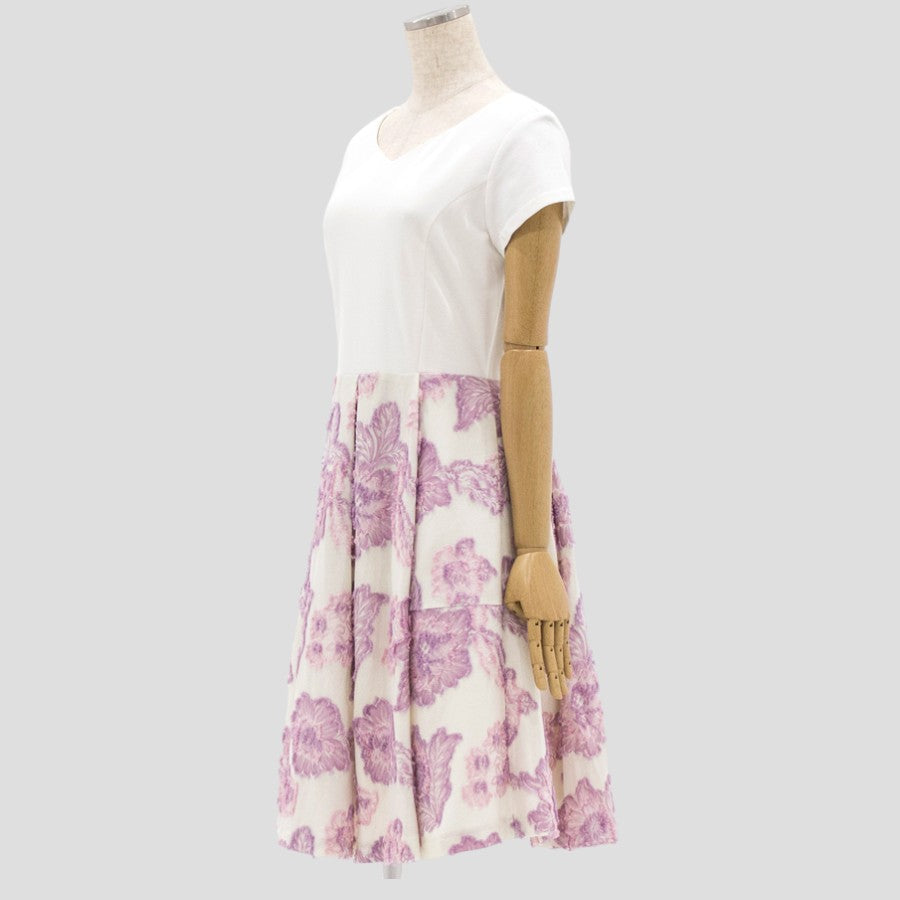 フローラルカットワンピース(Lサイズ／パープル・ワイン・ボルドー／Dear Princess(ディアプリンセス))USED