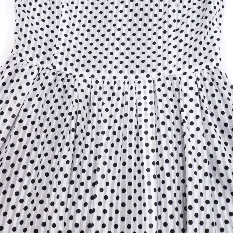 綿ストライプドットワンピース(Mサイズ／ホワイト／Dear Princess(ディアプリンセス))USED