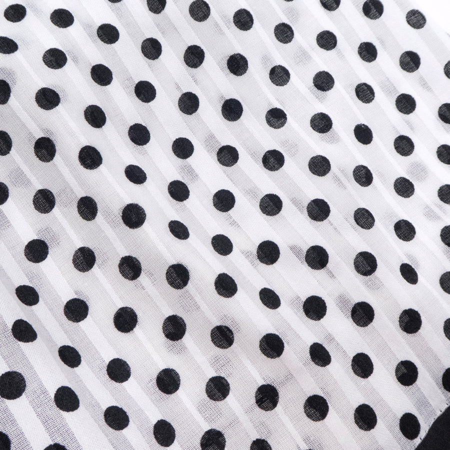 綿ストライプドットワンピース(Mサイズ／ホワイト／Dear Princess(ディアプリンセス))USED