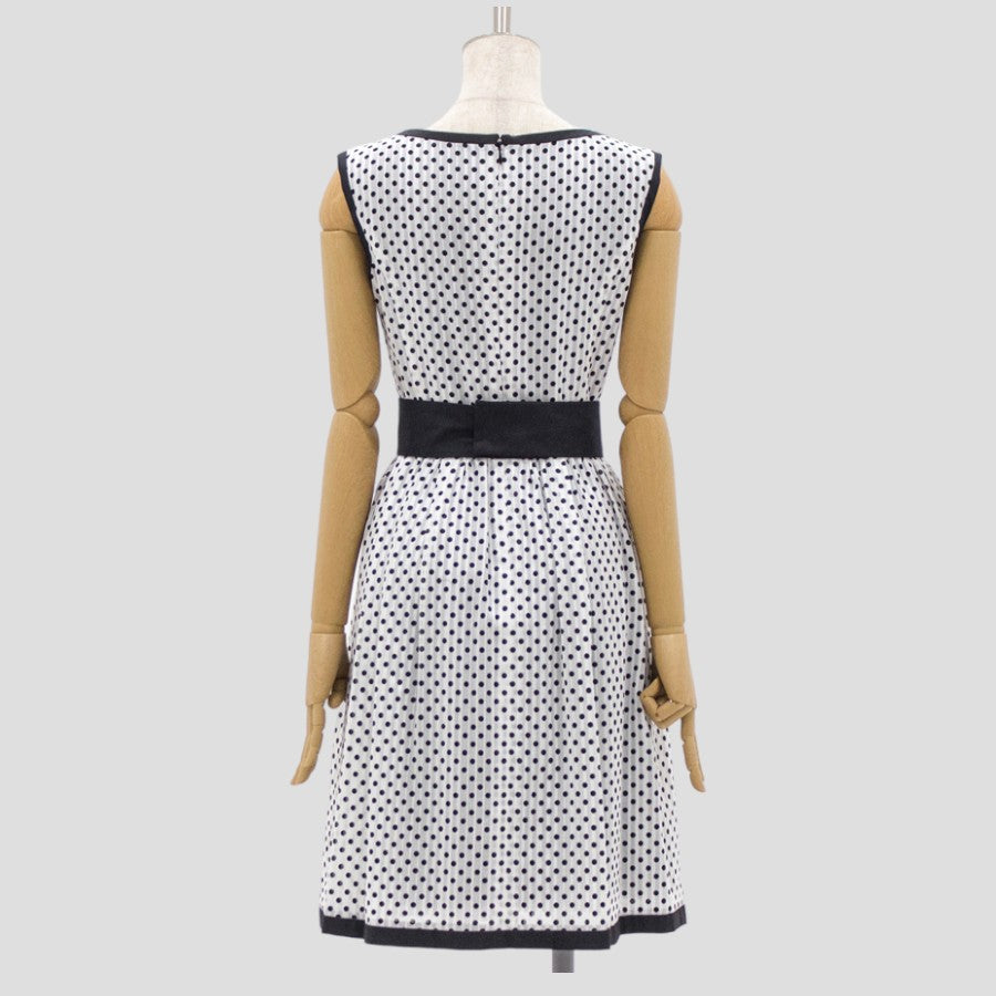 綿ストライプドットワンピース(Mサイズ／ホワイト／Dear Princess(ディアプリンセス))USED