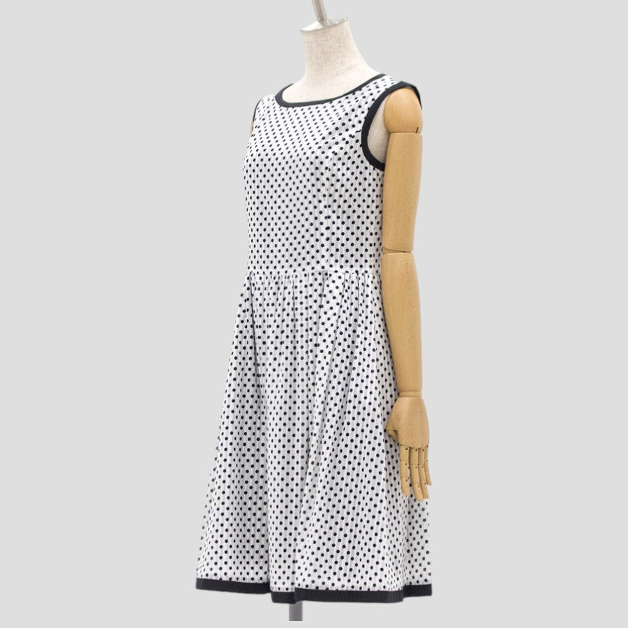 綿ストライプドットワンピース(Mサイズ／ホワイト／Dear Princess(ディアプリンセス))USED