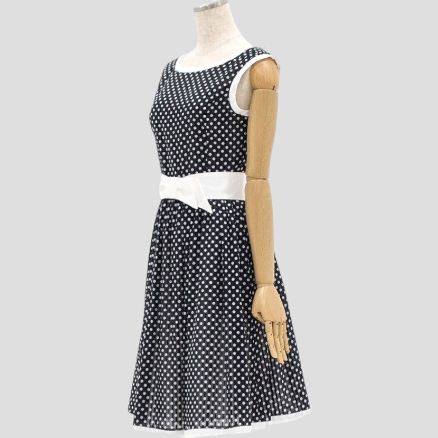 綿ストライプドットワンピース(Sサイズ／ブラック／Dear Princess(ディアプリンセス))USED