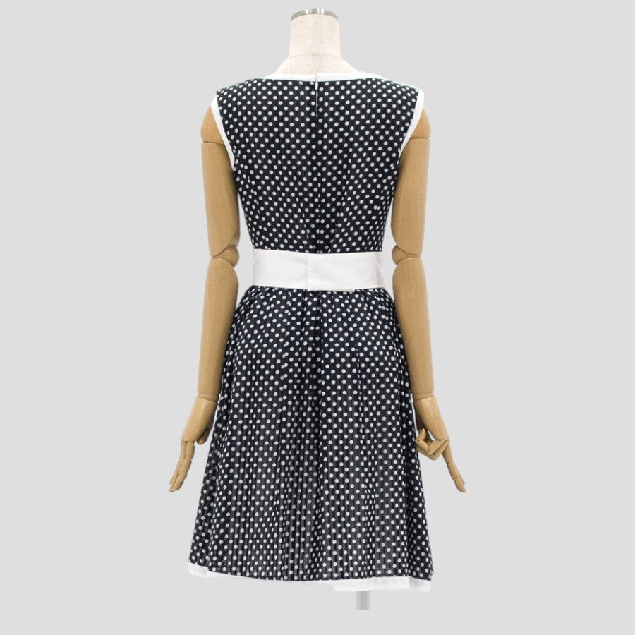 綿ストライプドットワンピース(Sサイズ／ブラック／Dear Princess(ディアプリンセス))USED