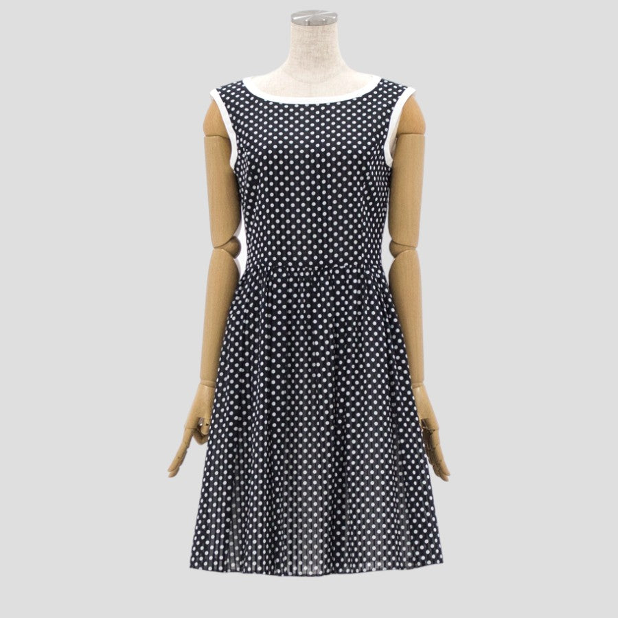 綿ストライプドットワンピース(Sサイズ／ブラック／Dear Princess(ディアプリンセス))USED