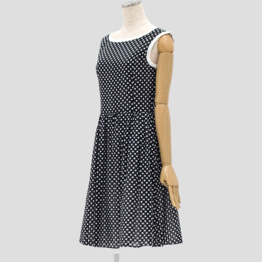 綿ストライプドットワンピース(Sサイズ／ブラック／Dear Princess(ディアプリンセス))USED