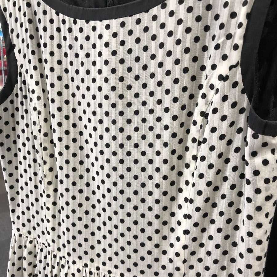 綿ストライプドットワンピース(Mサイズ／ホワイト／Dear Princess(ディアプリンセス))USED