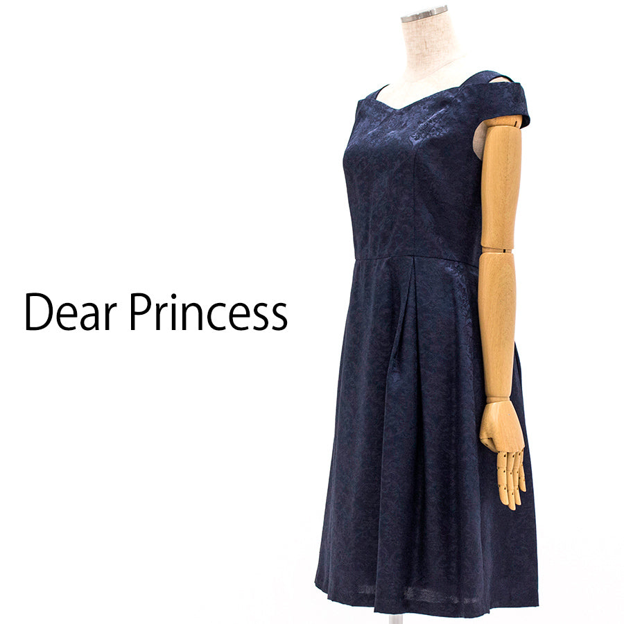 オーバースカート付き　ジャガードドレス(Mサイズ／ネイビー／Dear Princess(ディアプリンセス))USED