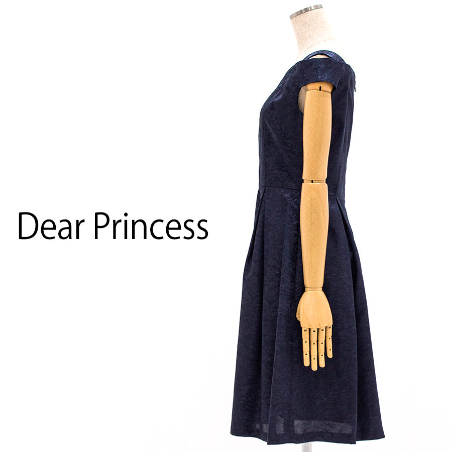 オーバースカート付き　ジャガードドレス(Mサイズ／ネイビー／Dear Princess(ディアプリンセス))USED